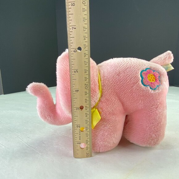 Vintage 1984 Amtoy Baby Soft Touch Plush Pink Elephant Music Box - Picture 9 of 10